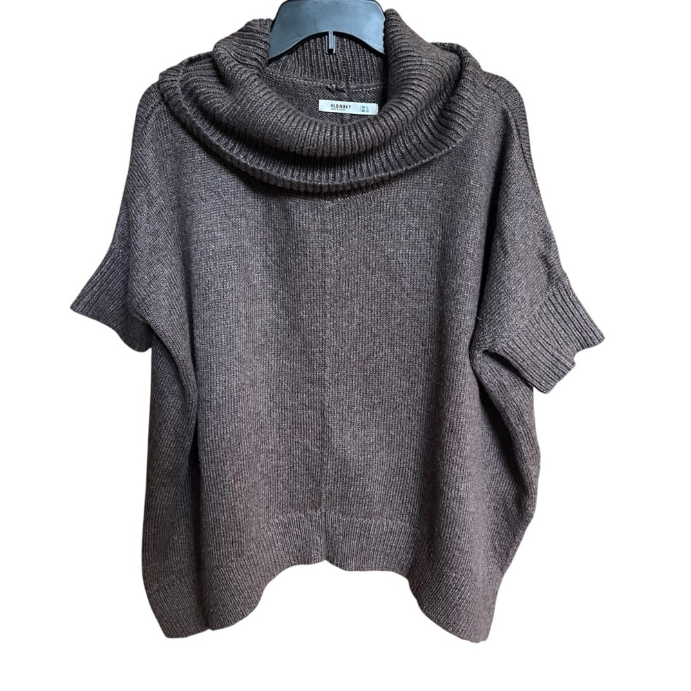Old Navy Brown Short Sleeve Cowl Neck Turtleneck Sweater Poncho size M / L